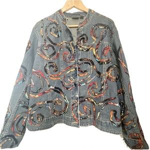 Chico’s Embellished Denim Jacket (Chico’s size 2)